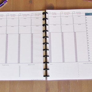 Weekly Planner | Printable Weekly Agenda Template | Week on two pages inserts | Hourly | Habit Tracking | Home | Work | Checklist