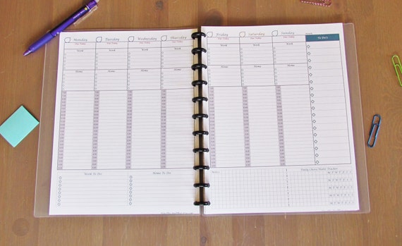 Weekly Vertical Planner Layout with Daily Hourly and Home | Etsy
