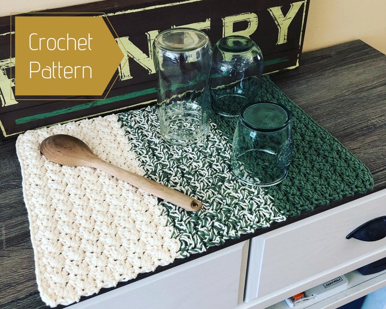 Crochet Pattern Ombre Dish Drying Mat Crochet Kitchen Etsy