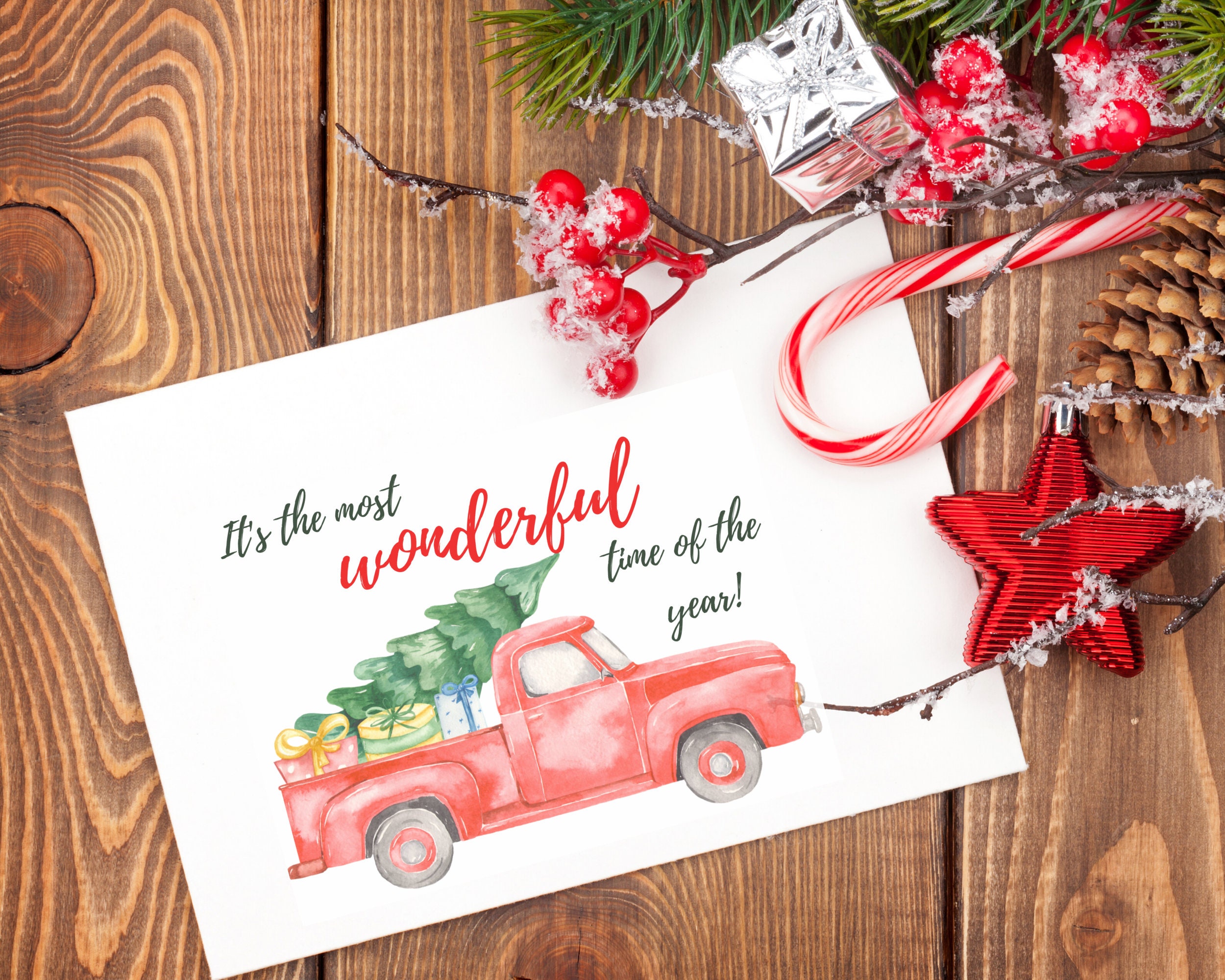 Farmhouse Christmas Decor Farmhouse Christmas card Red | Etsy