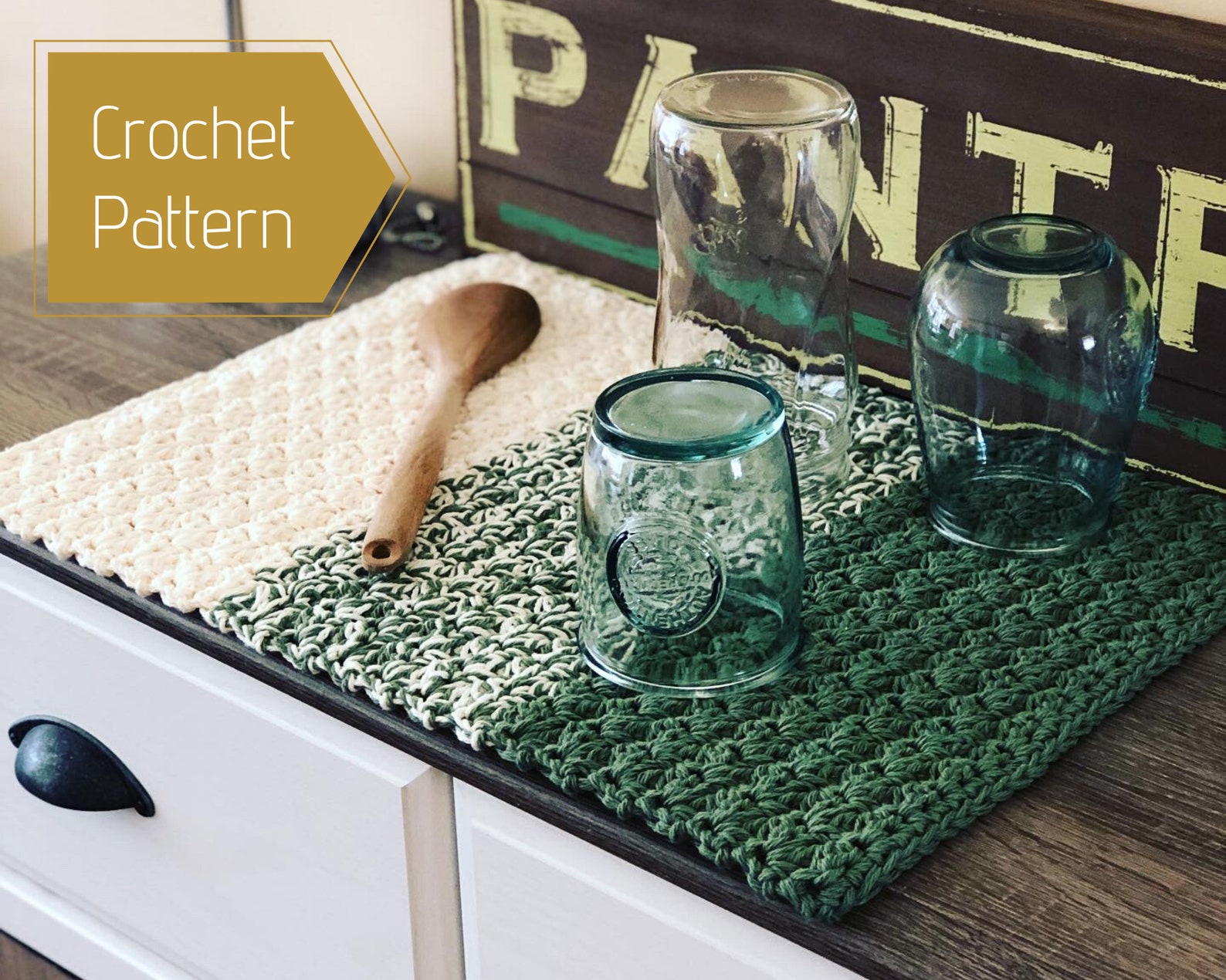 Crochet Pattern Ombre Dish Drying Mat Crochet Kitchen Etsy