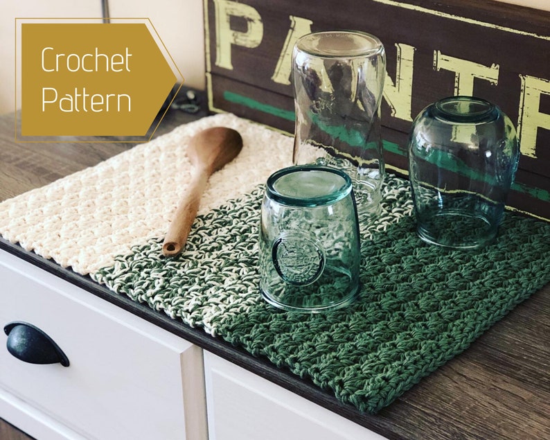 Crochet Pattern Ombre Dish Drying Mat Crochet Kitchen Etsy