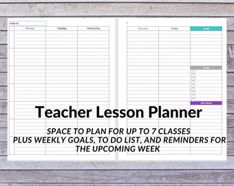 Teacher Planner | Weekly Lesson Planner | Printable | Homeschool Lesson Planner | Homeschool Planner | Homeschool Printable