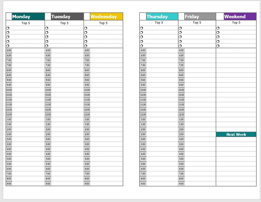 a5 vertical weekly planner with hourly and daily top 5 etsy vertical weekly planner template