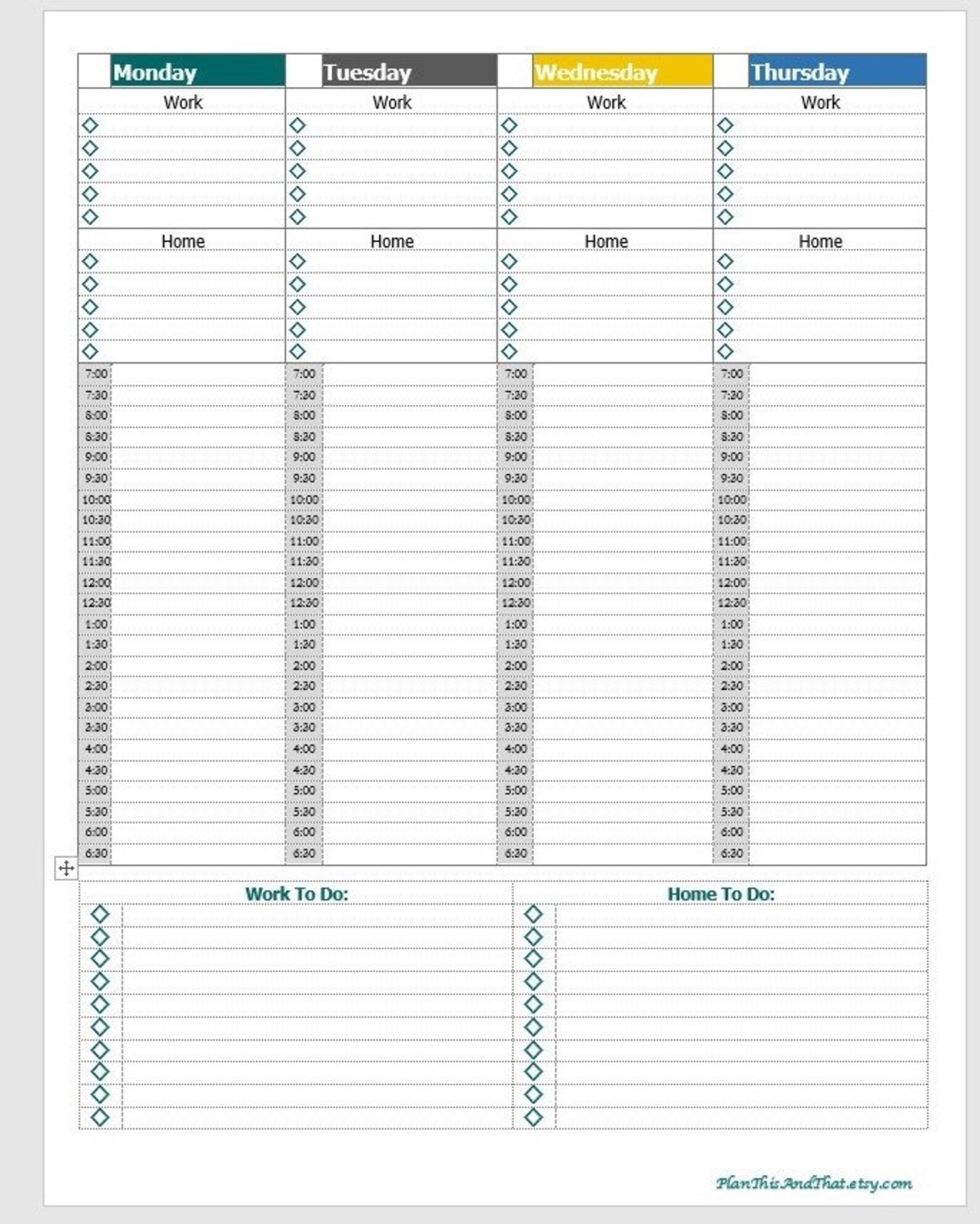 Weekly Planner Printable Weekly Agenda Template Week on Two Pages ...