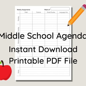 Middle School Homework Agenda | Homeschool Middle School Agenda | Homeschool Planner | Student Planner | Neutral Middle School Planner