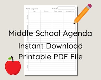 Middle School Homework Agenda | Homeschool Middle School Agenda | Homeschool Planner | Student Planner | Neutral Middle School Planner