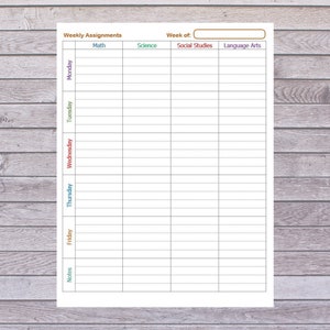 Middle School Homework Agenda | Homeschool Middle School Agenda ...