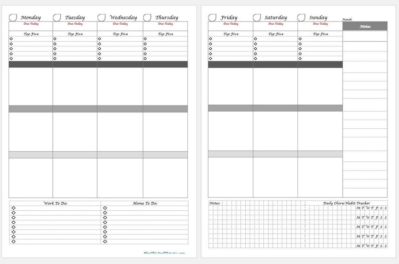 Weekly Planner Printable Vertical Weekly Planner Weekly Agenda Template ...