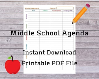 homework planner Middle School Homework Agenda | Homeschool Middle School Agenda | Homeschool Planner | Student Planner