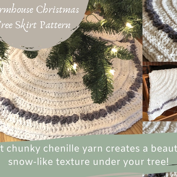 Farmhouse Christmas Tree Skirt | Crochet Pattern | Crochet Christmas Tree Skirt | Crochet Christmas Pattern | Farmhouse Christmas