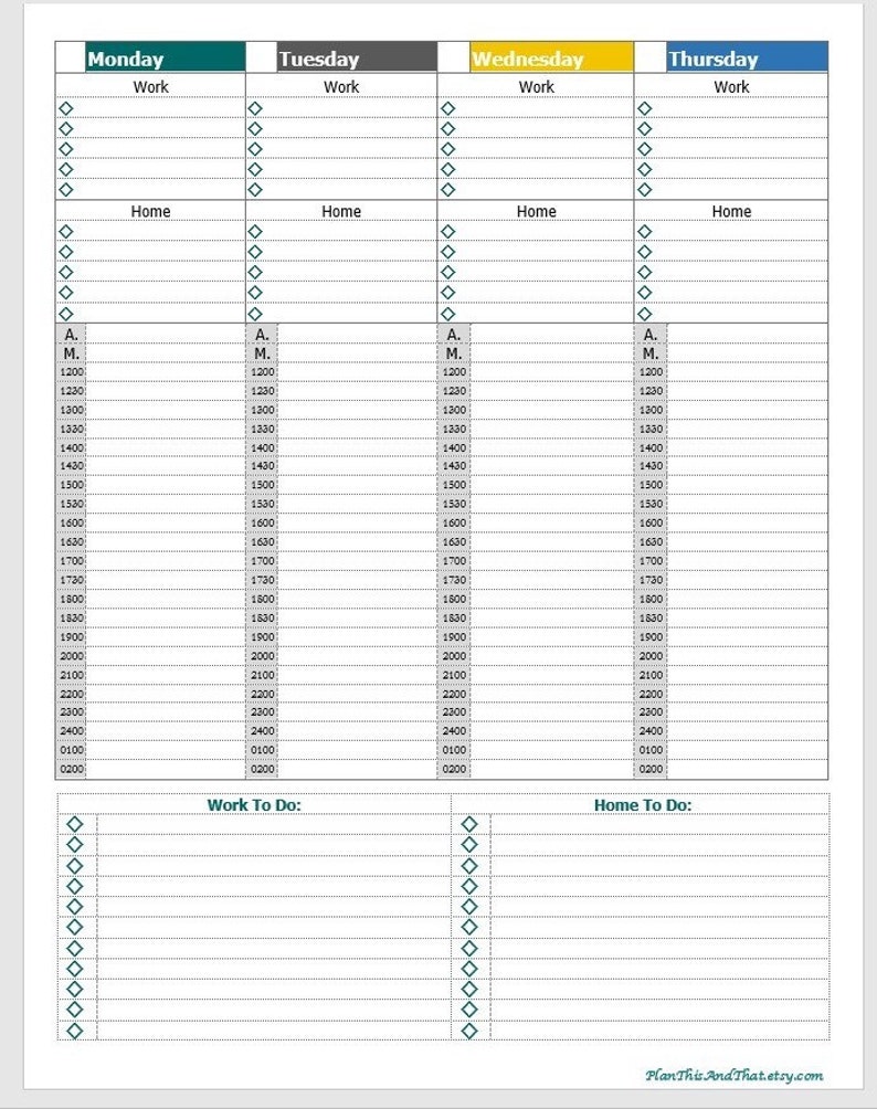 Planificateur vertical hebdomadaire avec suivi horaire de l'après-midi et suivi de la maison, du travail et des tâches/habitudes quotidiennes image 3