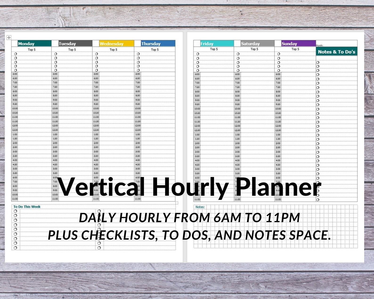 UNDATED Vertical Weekly Planner | Printable Planner Inserts | Digital ...