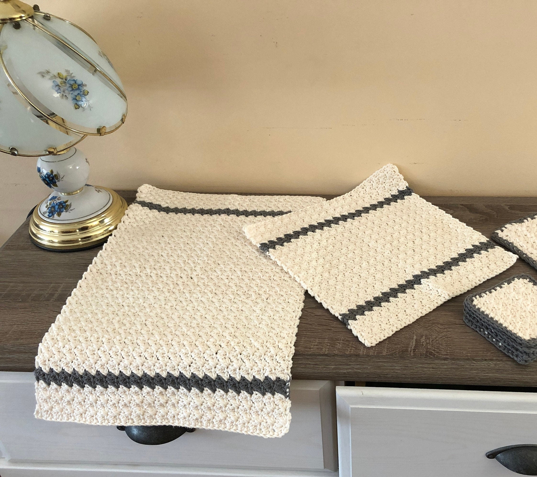 Crochet Pattern Farmhouse Dish Towels Crochet Kitchen Towel Crochet