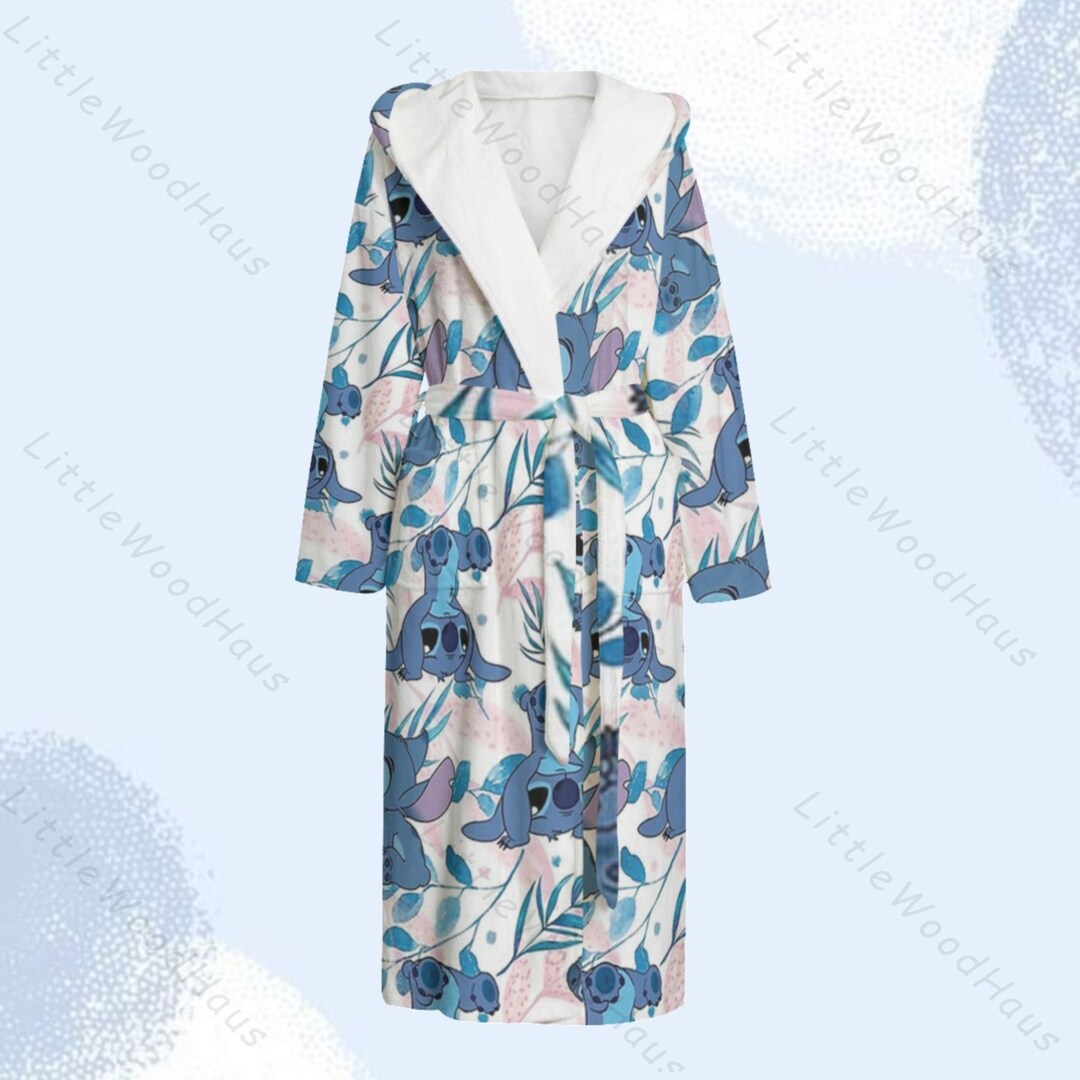 Cute Stitch Flannel Hooded Bathrobe Lilo and Stitch Thick Etsy