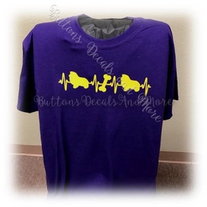 SHETLAND SHEEPDOG - Sheltie -  EKG Heartbeat and Bone T-Shirt - Purple - Large