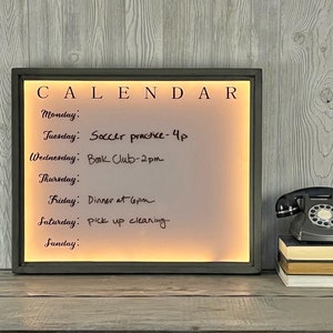 Backlit Weekly Calendar- Dry Erase Board