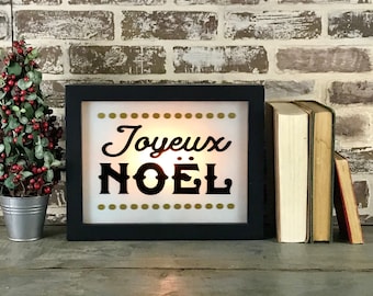 Joyeux Noel Retro Single Bulb Lighted Sign