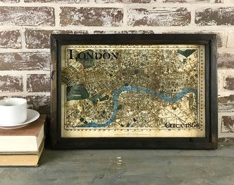 London vintage framed map 1860 (E)