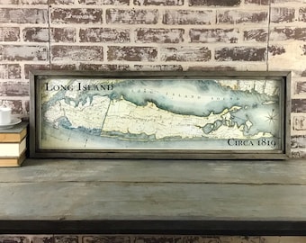 Long Island Vintage Map 1819 framed art (I)