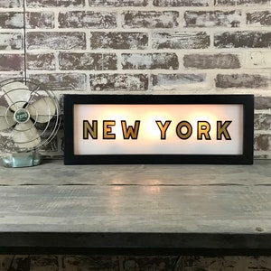 New York Vintage Lighted Sign - Custom lettering available