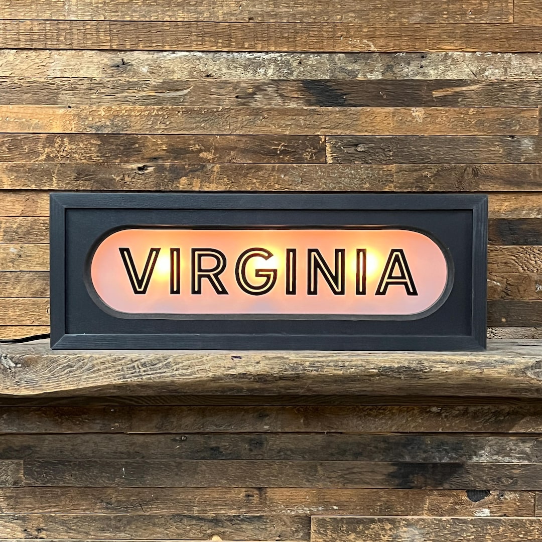 Virginia Rounded Lighted Sign - Custom Lettering Available - Etsy