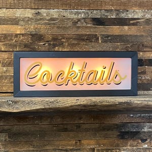 Cocktails Script Vintage Lighted Sign - Custom lettering available