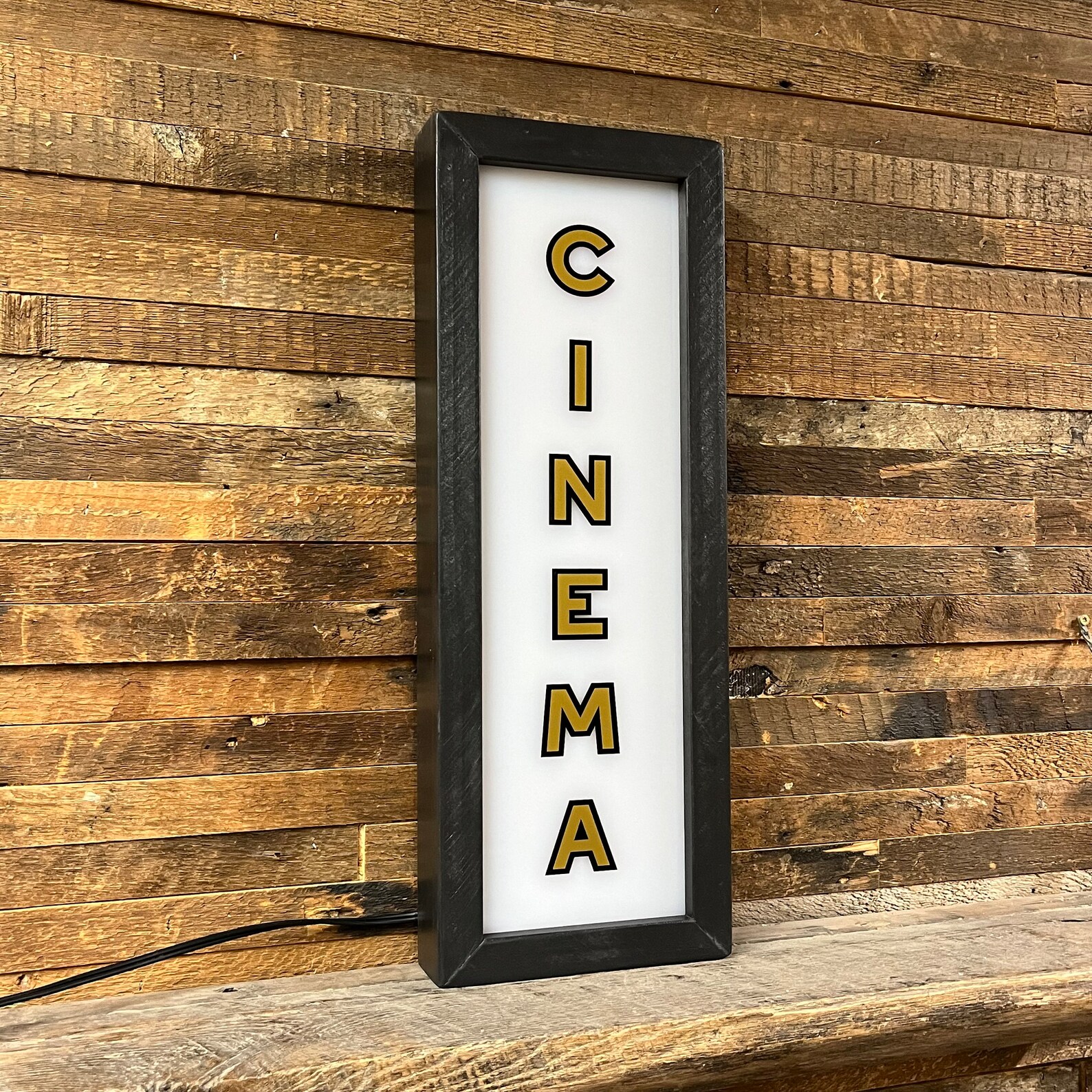 Cinema Vintage Vertical Lighted Sign - Custom Lettering Available - Etsy