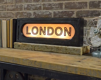 London Vintage Lighted Sign - Custom lettering available