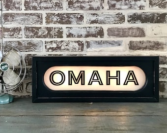 Omaha Vintage Lighted Sign - Custom lettering available