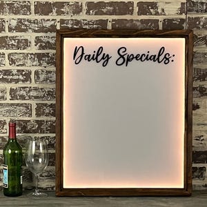 Daily Specials Menu Dry Erase Board- Backlit