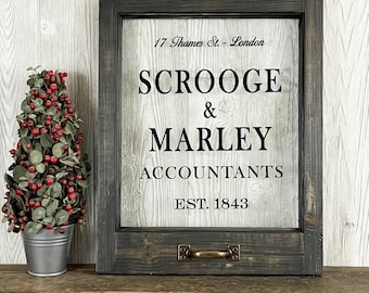 Christmas Carol Wall Art - Scrooge and Marley Window – Unique Holiday Decor