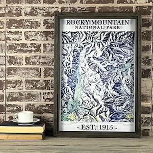 Rocky Mountain National Park framed vintage map