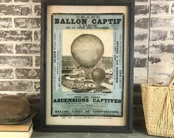 French Advertisement Poster Balloon Rides - Canvas (E)