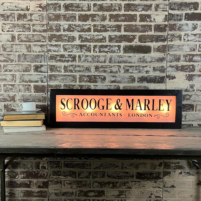 Christmas Carol- Scrooge and Marley Vintage 5 Bulb Lighted Sign - Etsy