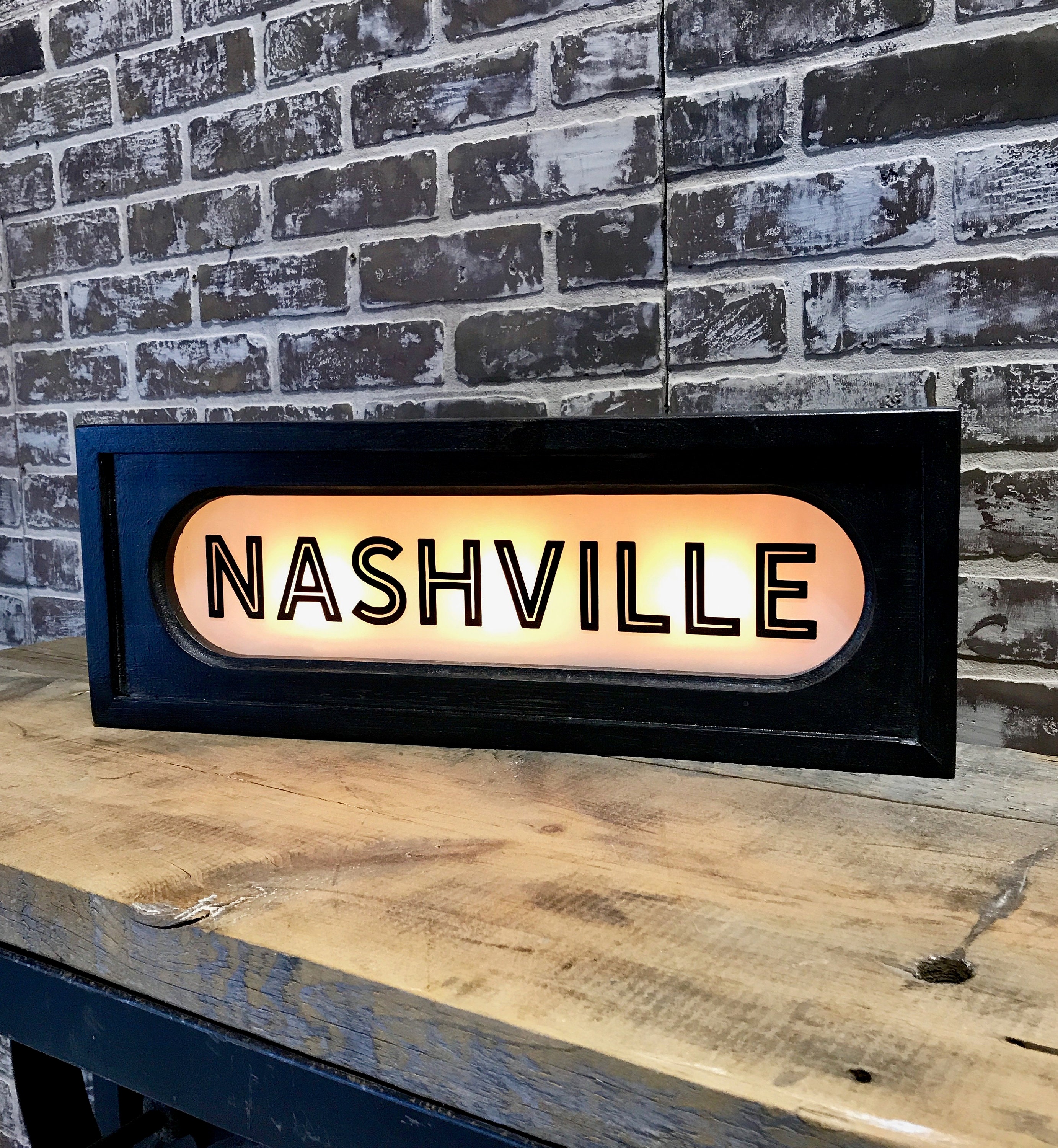 Nashville Vintage Lighted Sign - Custom Lettering Available