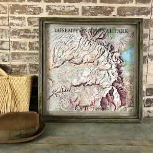 Yosemite National Park framed vintage map