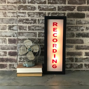 Recording Vertical Vintage Lighted Sign - Custom lettering available