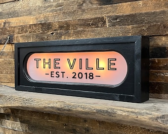 Custom City Vintage Lighted Sign - Custom lettering available