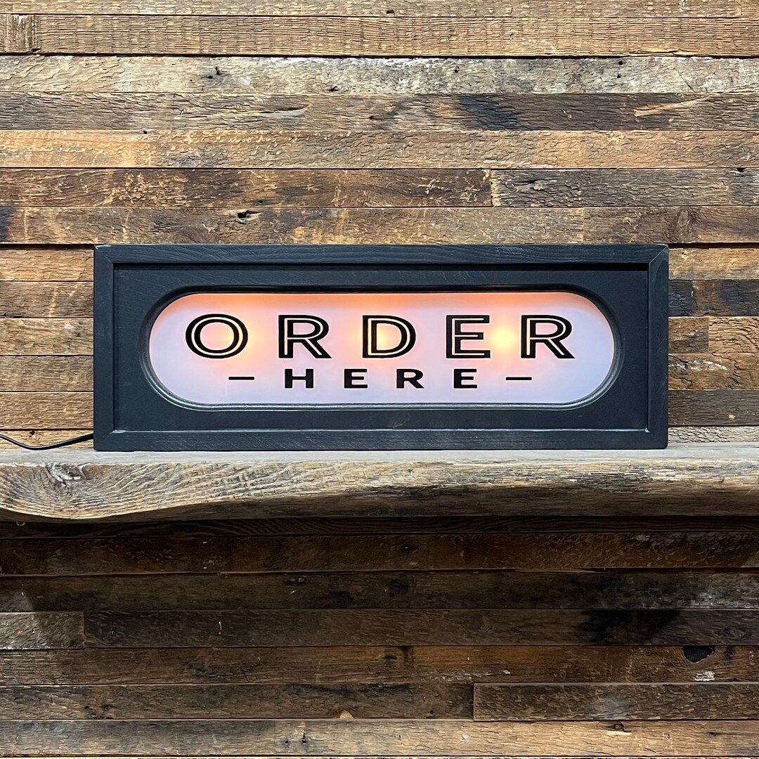 Order Here Retro Lighted Sign - Custom Lettering Available - Etsy