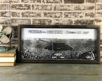 Michigan vs. Ohio State Vintage Game Photo – Framed print -1927 Opening of the Big House - at Michigan