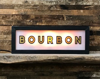 Bourbon Vintage Lighted Sign - Custom lettering available