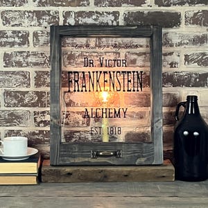 Dr. Victor Frankenstein window  - Halloween Decor