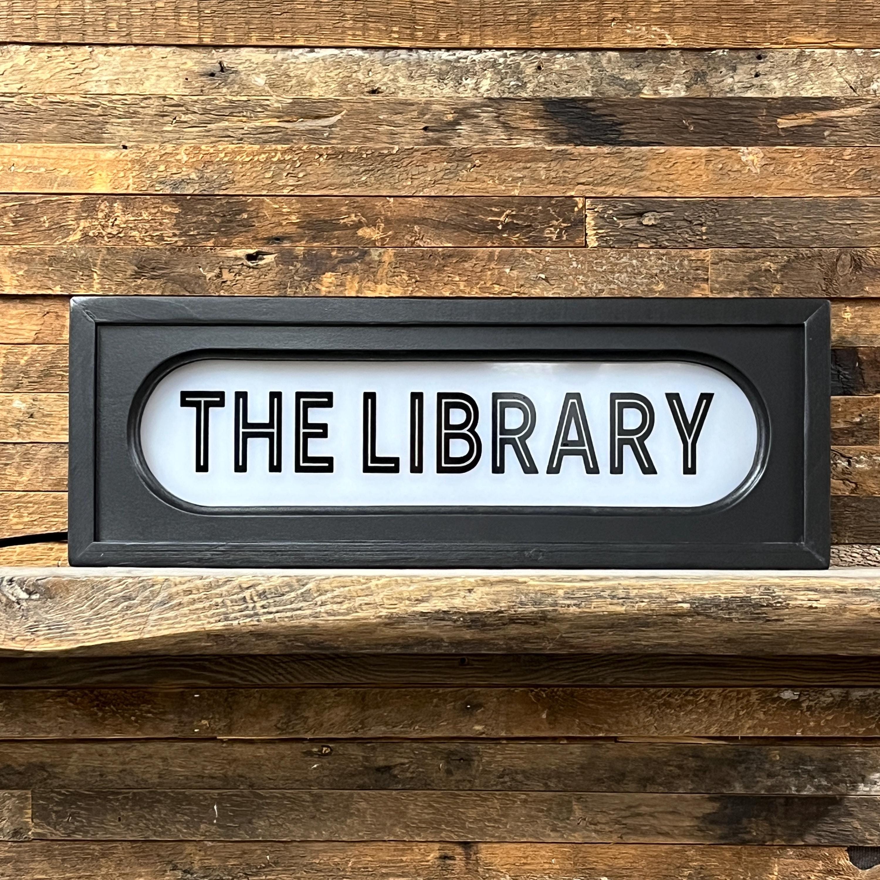 The Library Vintage Lighted Sign - Custom Lettering Available - Etsy