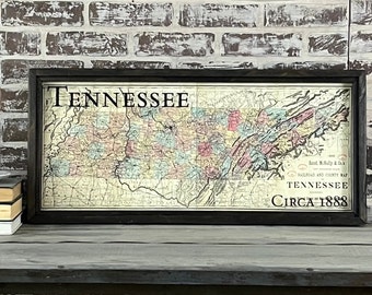 Tennessee Vintage Map 1888 framed art (B)