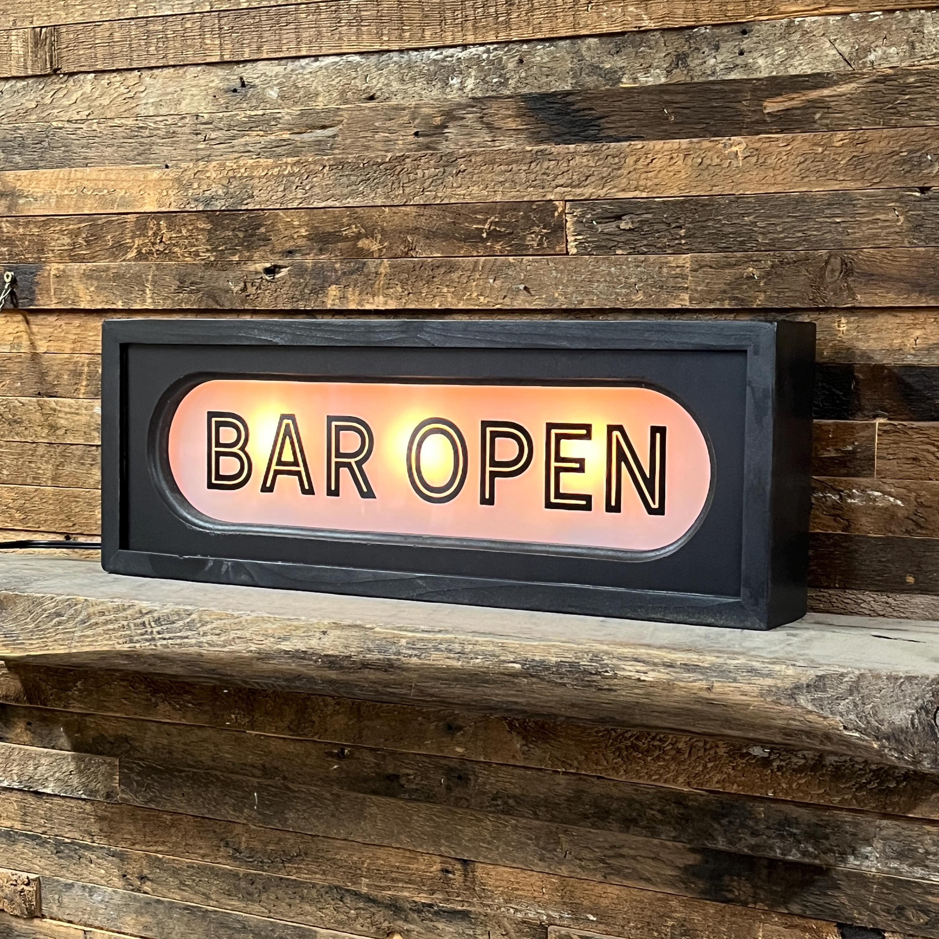 Bar Open Vintage Lighted Rounded Sign - Custom Lettering Available - Etsy