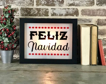 Feliz Navidad Retro Single Bulb Lighted Sign