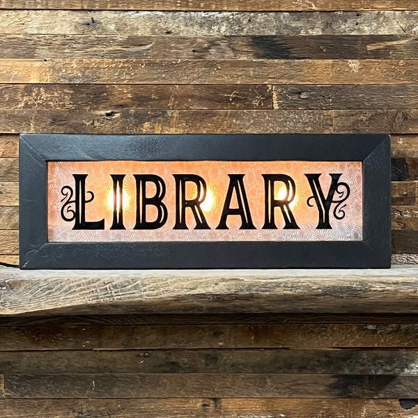 Library Retro Lighted Sign