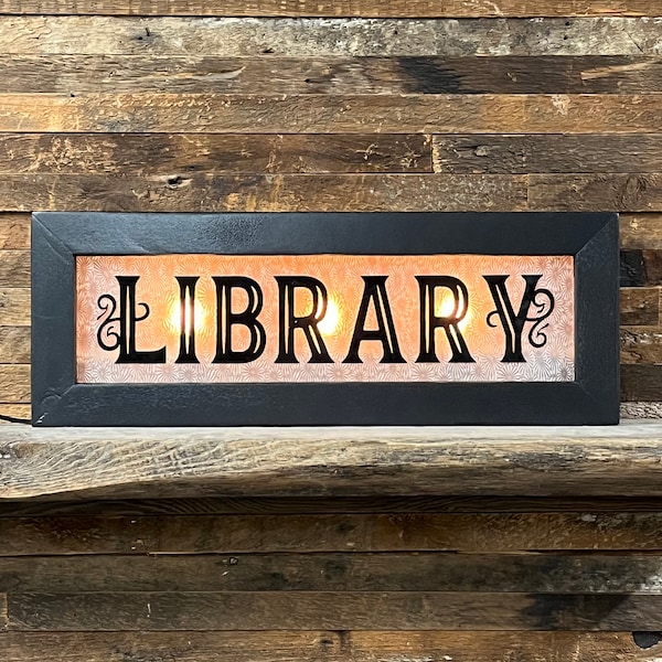 Library Retro Lighted Sign