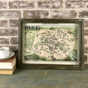 Paris Monuments vintage framed map 1878 (F)